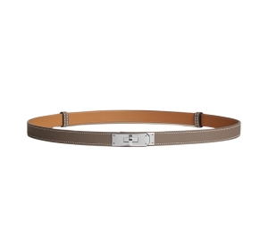 Hermes Kelly 18 Belt In Epsom Calfskin With Palladium-Plated Kelly Buckle Étoupe