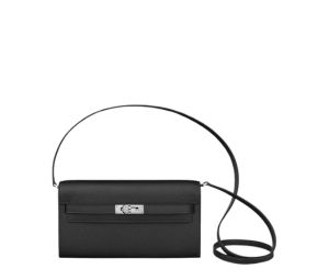 Hermes Kelly Classic To Go Wallet In Epsom Calfskin Leather With Palladium-Plated Kelly Closure Noir