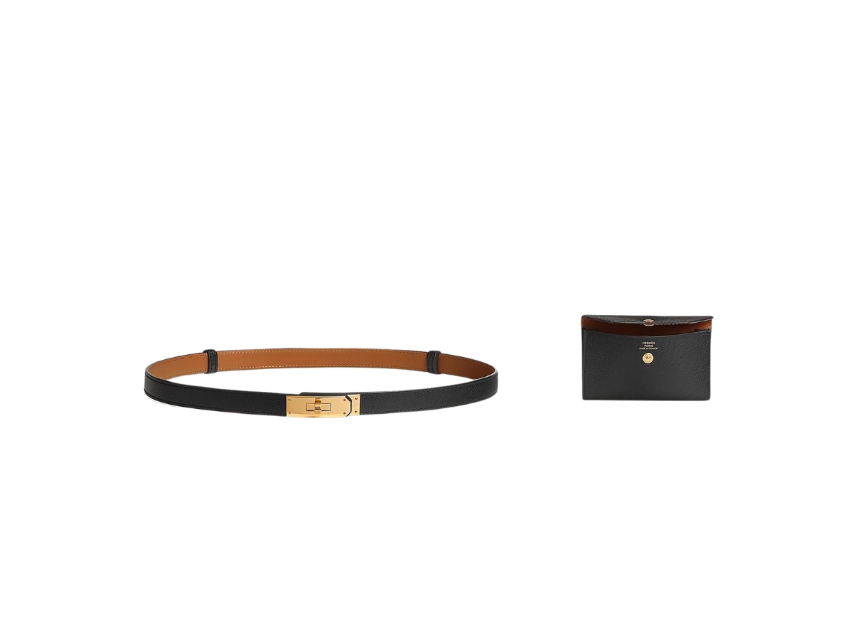 Hermes Kelly Pocket 18 Belt In Epsom Calfskin With Gold Hardware Noir