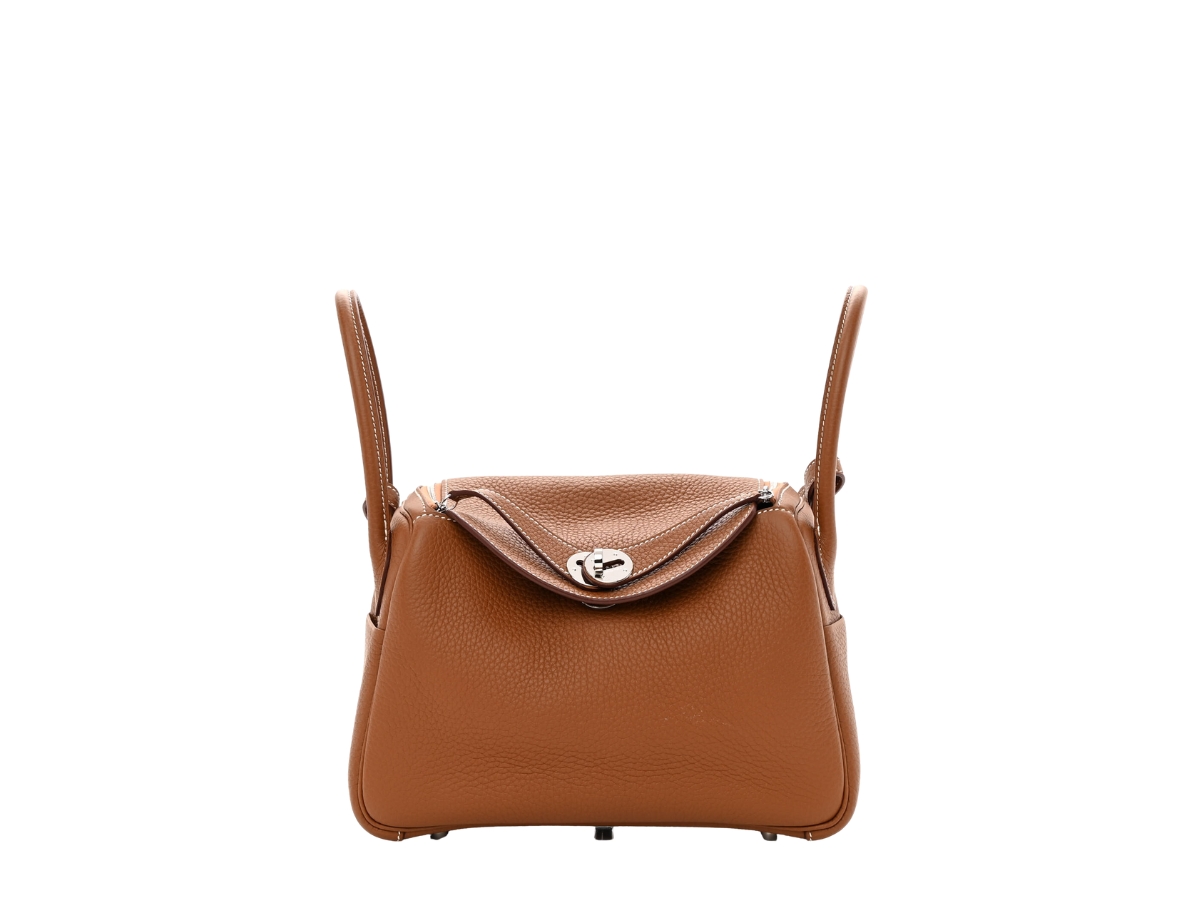 Hermes Lindy Bag Clemence Leather Palladium Hardware In Brown