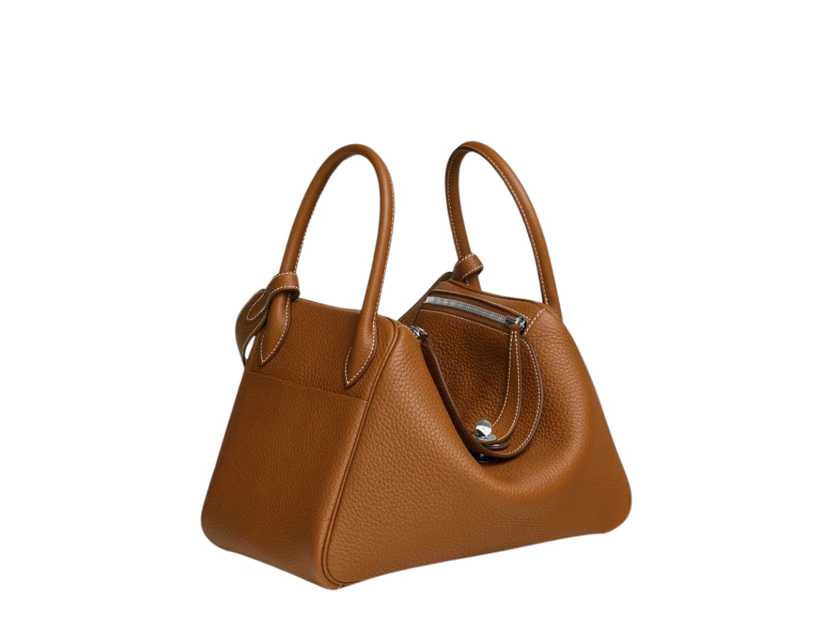 Hermes Lindy 30 Bag In Clemence Calfskin With Palldaium Hardware Gold