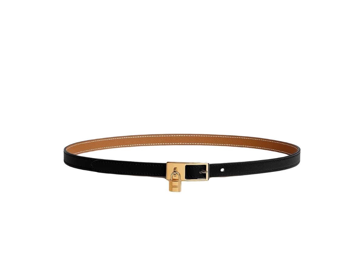 Hermes Lucky 15 Reversible Belt In Swift And Epsom Calfskin With  Gold-Plated Buckle Noir Gold