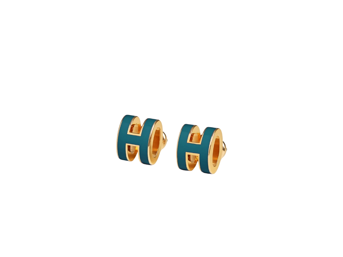 Hermes Mini Pop H Earrings In Lacquered Metal With Gold