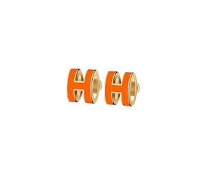 Buy Hermes Mini Pop H Earrings In Lacquered Metal With Gold-Plated Hardware Orange Soie at Sasom – Authentic and Ready to Ship
