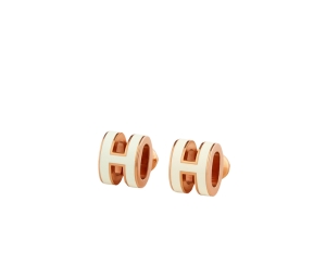 Buy Hermes Mini Pop H Earrings In Lacquered Metal With Rose Gold-Plated Hardware Blanc at Sasom – Authentic and Ready to Ship