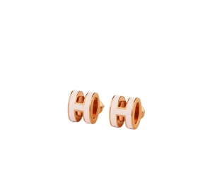 Hermes Mini Pop H Earrings In Lacquered Metal With Rose Gold-Plated Hardware Rose Dragee