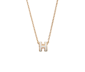 Hermes Mini Pop H Pendant  In Lacquered Metal With Gold-Plated Hardware Blanc