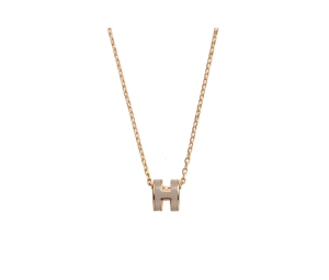 Hermes Mini Pop H Pendant In Lacquered Metal With Gold-Plated Hardware Marron Glacé