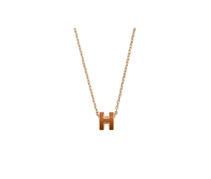 Hermes Mini Pop H Pendant In Lacquered Metal With Gold-Plated Hardware New Gold