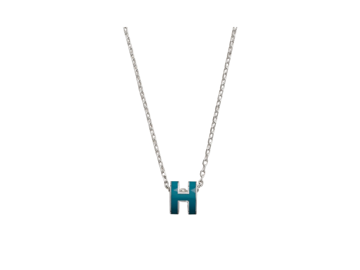 ★Hermes★(W) Mini Pop H Pendant★Palladium & Noir (人気) Hermes Mini Pop H Pendant Necklace Black Enamel Lacquered