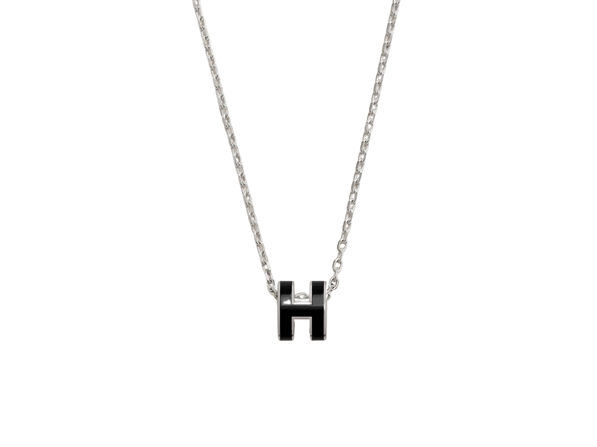 Hermes Mini Pop H Pendant In Lacquered Metal With Palladium