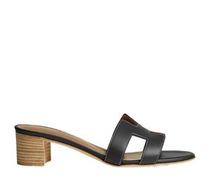 Hermes Oasis Sandal In Calfskin With Iconic H Cut-Out Noir