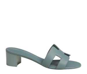 Hermes Oasis Sandal In Epsom Calfskin With Iconic H Cut-Out Gris Antarctique