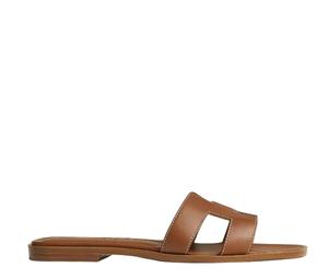 Hermes Oran Sandal In Box Calfskin With Iconic H Cut-Out Gold