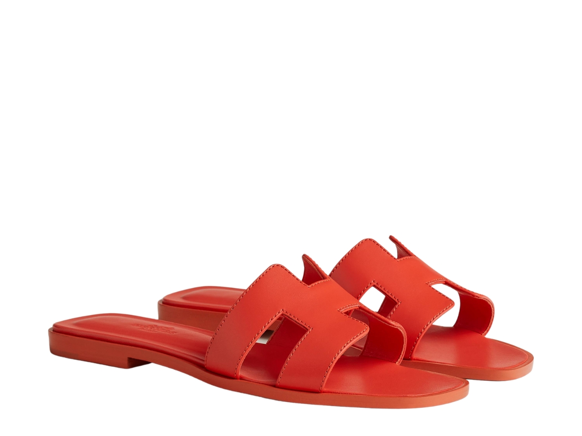 Hermes Oran Sandal Rouge Jaipur Calfskin for Women