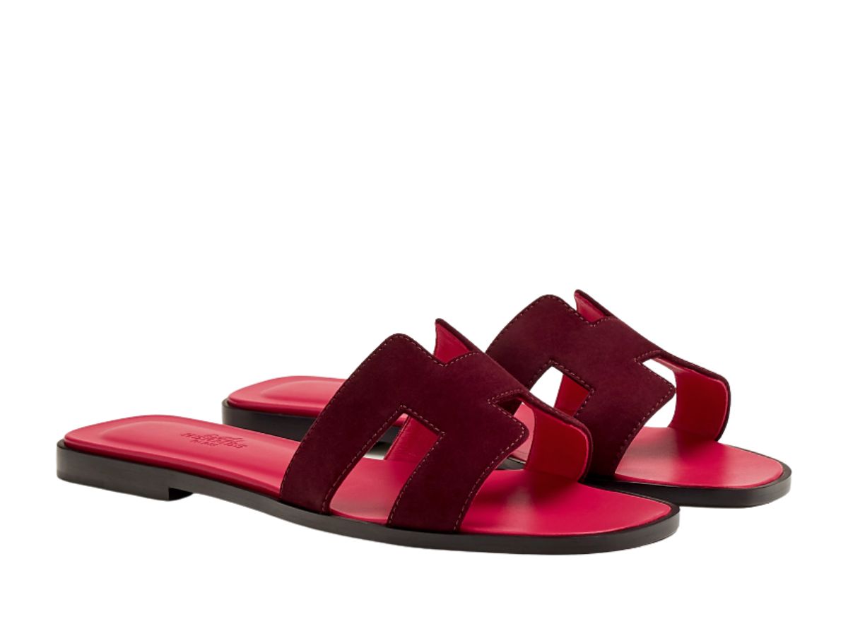 Hermes Oran Sandal In Suede Goatskin With Straight Cut Edges