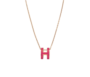 Hermes Pop H Pendant In Lacquered Metal With Gold-Plated Hardware Rose Extrême