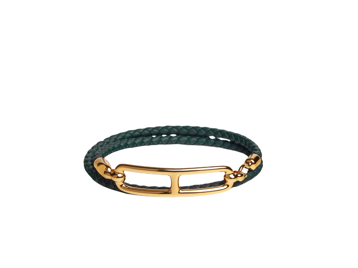 Hermes Roulis Double Tour Bracelet In Swift Calfskin With Gold 