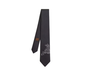 Hermes Tie 7 Robocabar Tie In Hand-Sewn Heavy Silk Anthracite-Gris