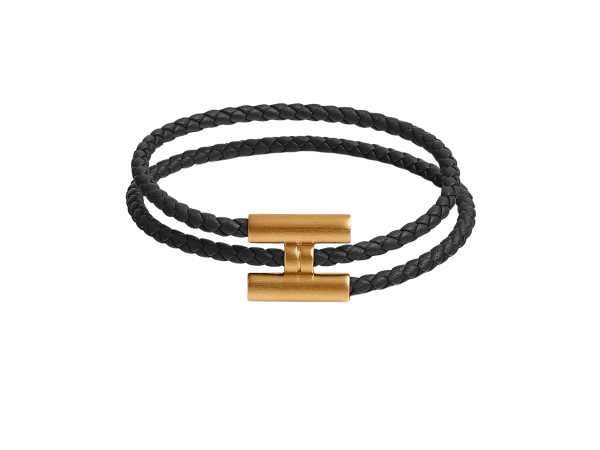 Hermes Tournis Tresse Bracelet In Swift Calfskin Noir With