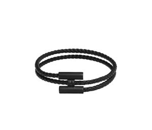 Hermes Tournis Tresse Bracelet In Swift Calfskin Noir With So Black Plated Hardware