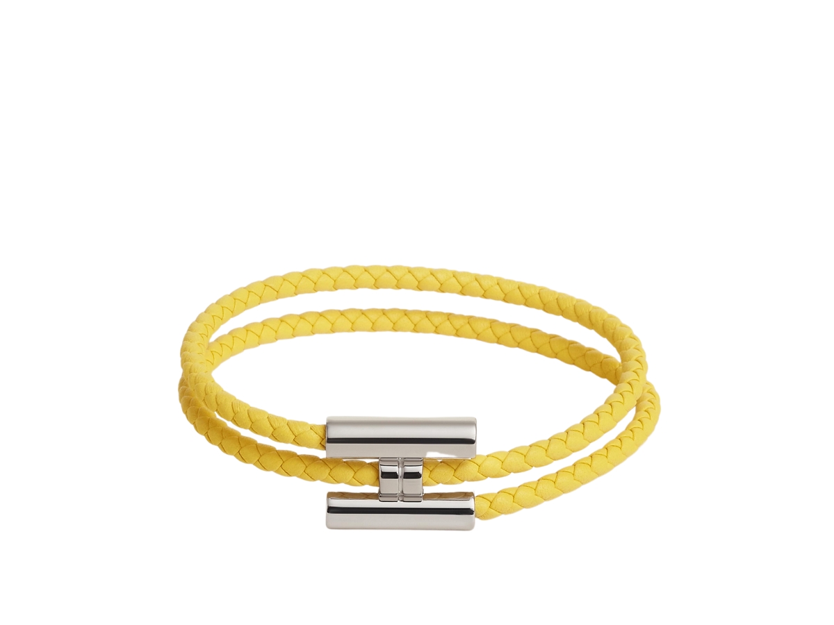 Hermes Tournis Tresse Bracelet In Swift Calfskin With Palladium 