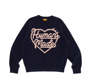 Buy Human Made Heart Knit Sweater Navy at Sasom – Authentic and Ready to Ship