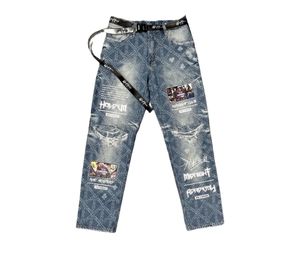 H8 Casino Monogram Loose fit raw denim jeans