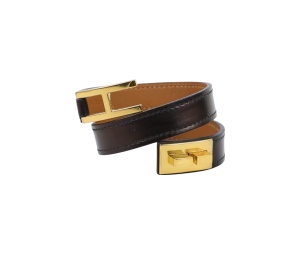 Buy Hermes Leather Gold Plated Drag Double Tour Bracelet Black at Sasom – Authentic and Ready to Ship