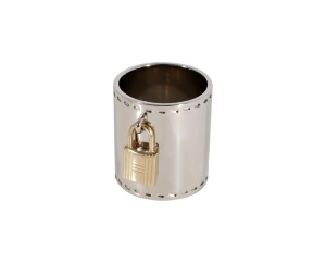 Buy Hermes Palladium Plated Permabrass Cadenas Charm Scarf Ring Silver Gold at Sasom – Authentic and Ready to Ship