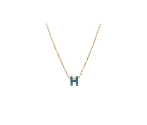Buy Hermes Lacquered Gold Mini Pop H Pendant Necklace Bleu Jean at Sasom – Authentic and Ready to Ship