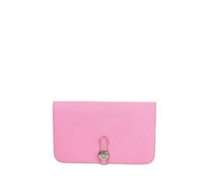 Buy Hermes Dogon Duo Wallet Bubblegum Stamp M SQ Rose at Sasom – Authentic and Ready to Ship