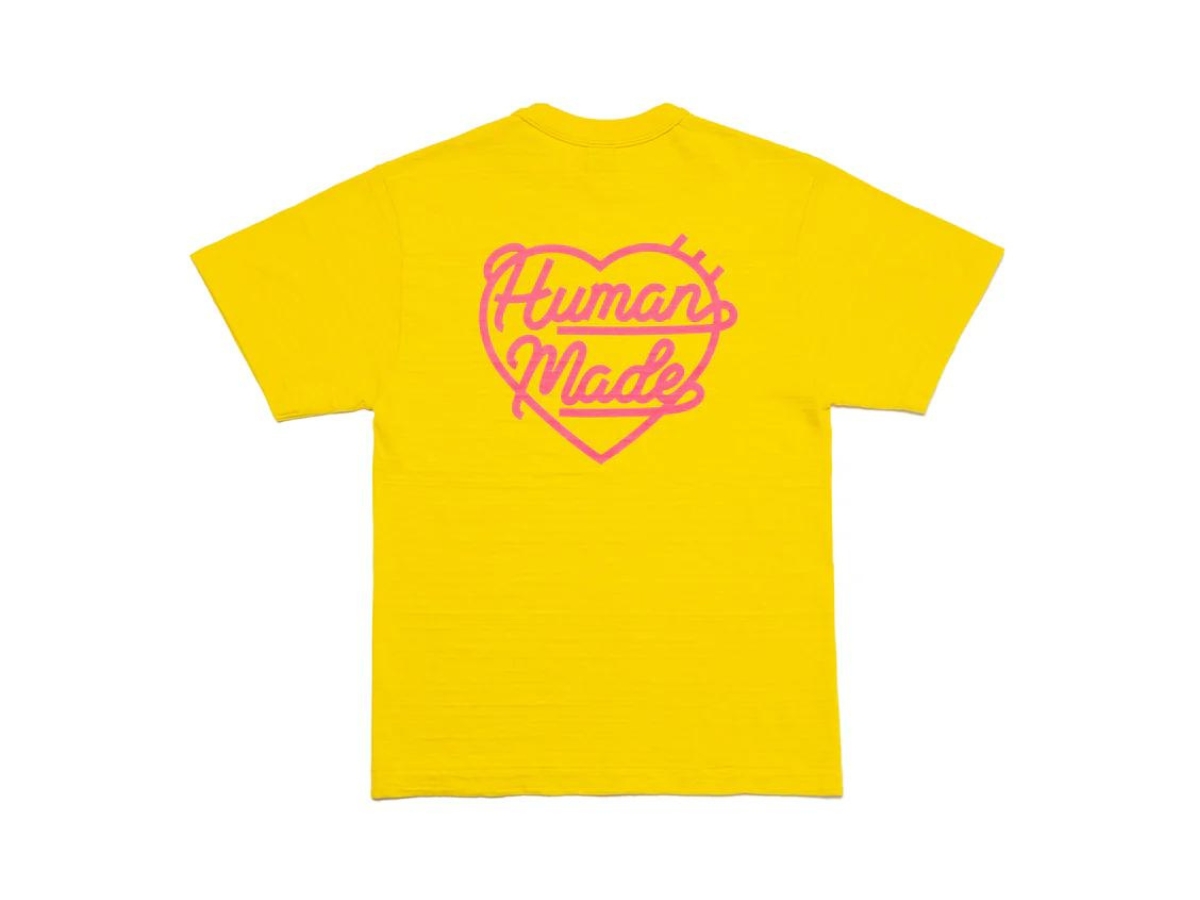 美品 2回着用 HUMAN MADE Color T-Shirt GOLD ช้อป Human Made Color T-shirt Yellow-Pinkของแท้ที่ SASOM