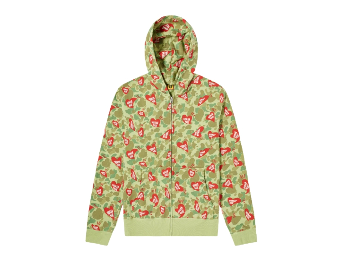 Human Made Heart Camo Zip Hoody Olive Drab | ของแท้