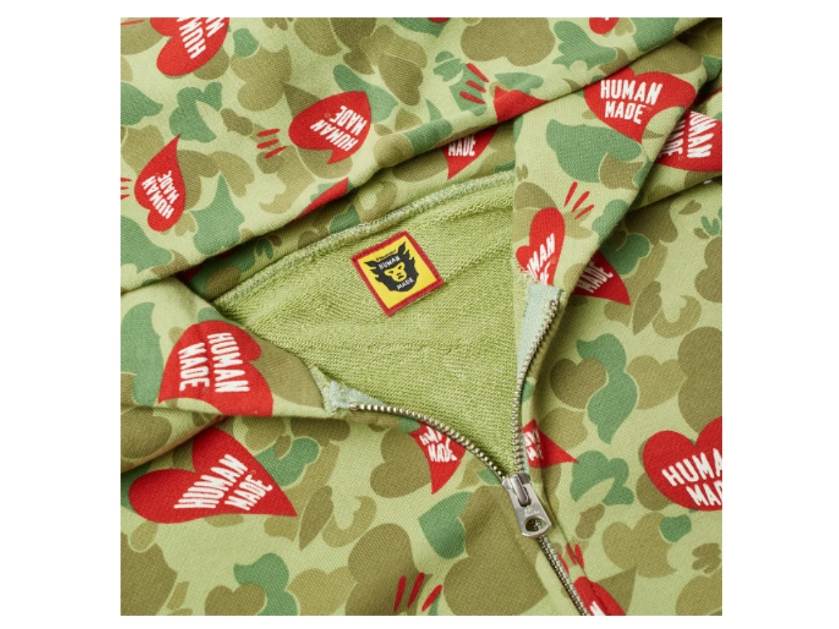 Human Made Heart Camo Zip Hoody Olive Drab | ของแท้
