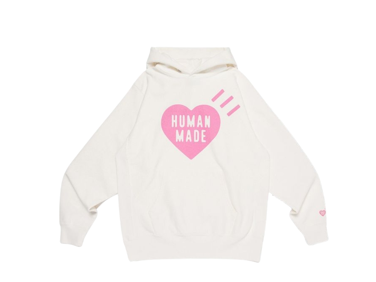HUMAN MADE Heart Heavyweight Hoodie 原宿限定 Human Made Heart Heavyweight Hoodie Harajuku Pink White