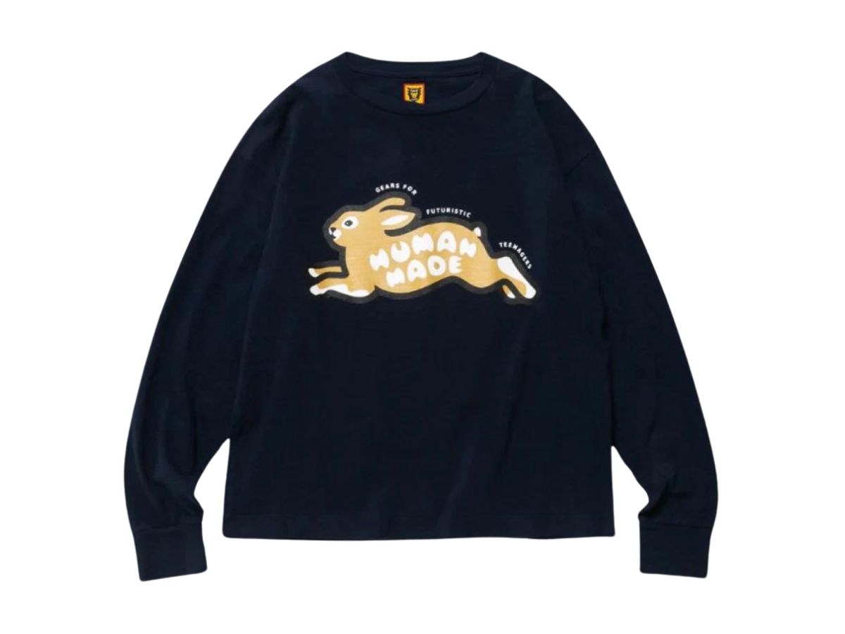 Human Made Rabbit L/S T-Shirt Navy Shop Authentic at SASOM