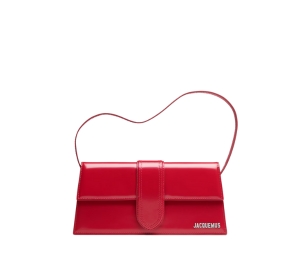 Jacquemus Le Bambino Long In Calf Leather-Lining-Cotton With Silver Metal Logo-Hardware Red