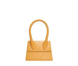 Jacquemus Le Chiquito Moyen In Smooth Leather With Gold Metal Hardware Dark Yellow