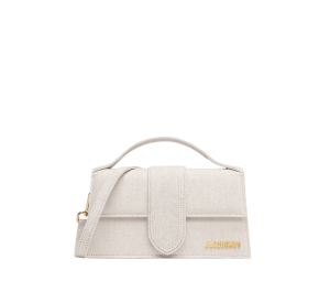 Buy Jacquemus Le Grand Bambino In Cotton-Linen With Gold Metal Logo And Hardware Light Greige at Sasom – Authentic and Ready to Ship