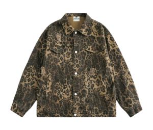 Jeera 168 Burnt Brown Leopard Denim Jacket