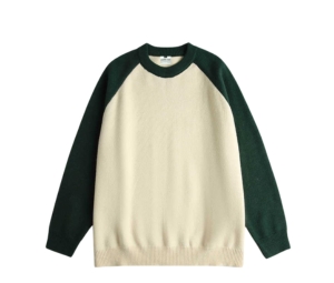 Jeera 168 Green Two Tone Long Sleeve Sweater