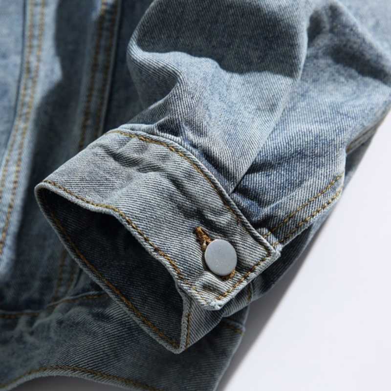Jeera 168 Jeera168 |Blue Brown Stand Collar Denim Jacket (พรีออเดอร์) - view 5