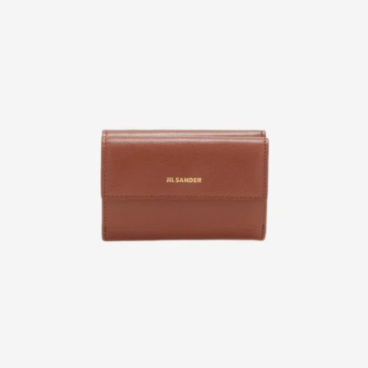 Jil Sander Embossed Logo Folded Leather Mini Coin Purse Black