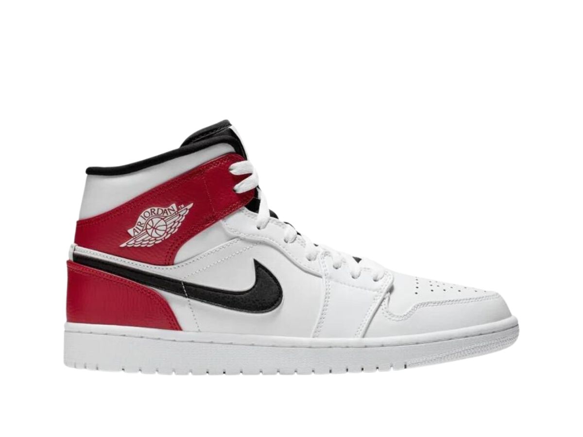 Nike air jordan 1 mid white black gym red on sale