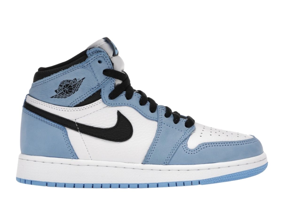 The blue and store white jordans