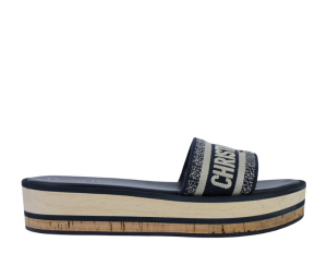 Buy Dior Dway Platform Slide Embroidered Cotton Deep Blue (W) at Sasom – Authentic and Ready to Ship