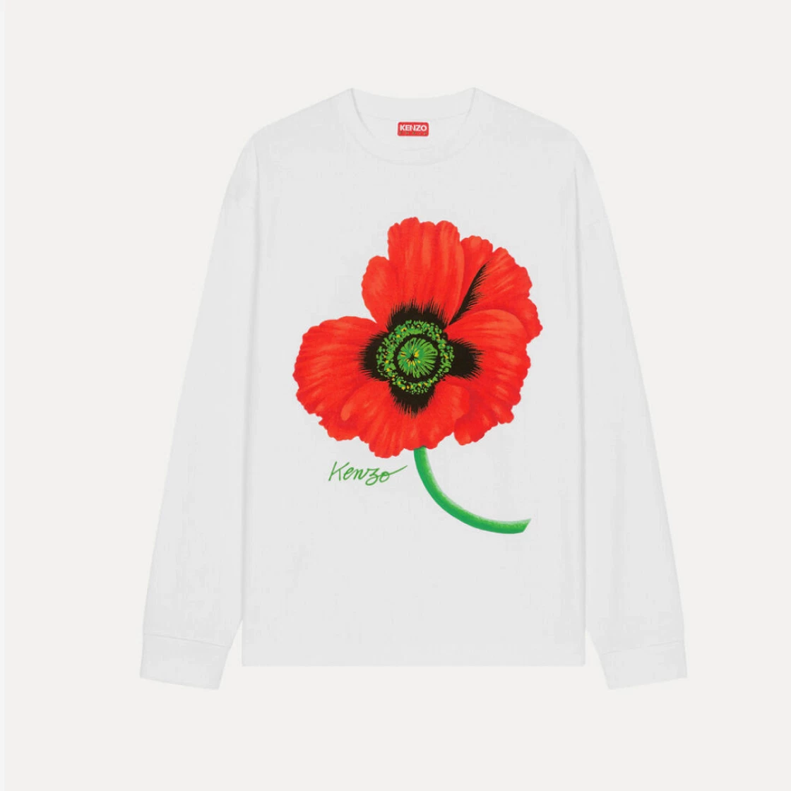 Buy Kenzo Poppy Long Sleeved T-Shirt White | SASOM
