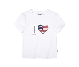 ☆KIRSH☆ I Love Kirsch T-Shirt White KIRSH Women's Big Cherry Glitter Graphic T-Shirt Standard