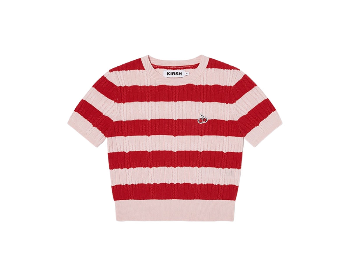 【COSYHARU】Crobat Cable Short Sleeve Knit Cable-Knit Cotton Short-Sleeve Sweater